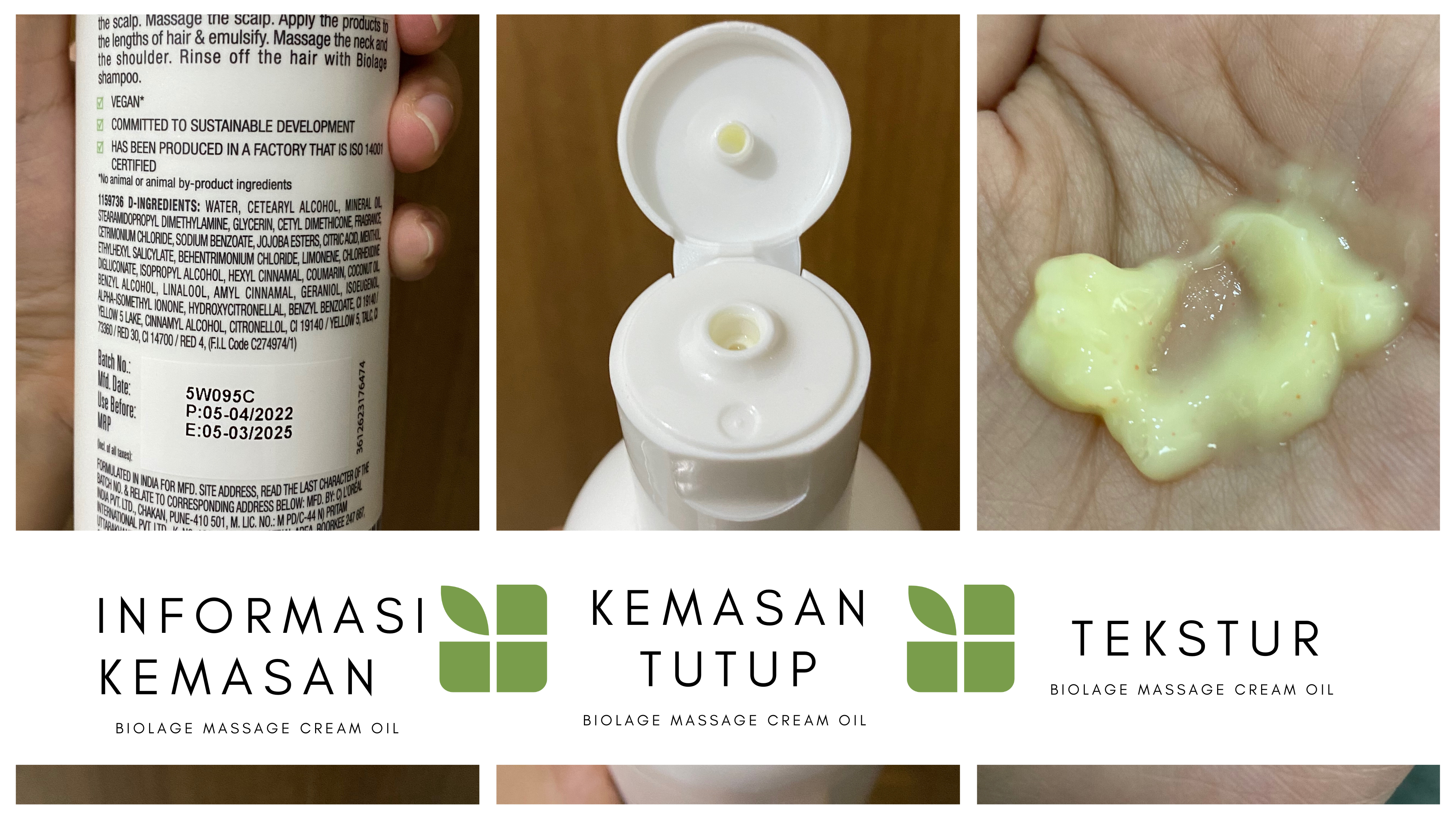 Review double cleansing untuk rambut biolage massage cream oil